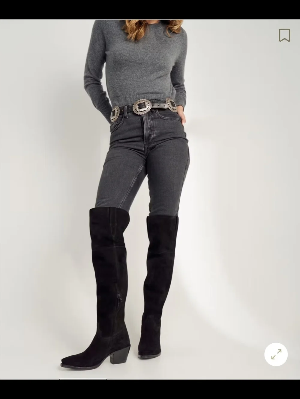 Tecovas Black Over-the-Knee Suede Boots with Side Zip